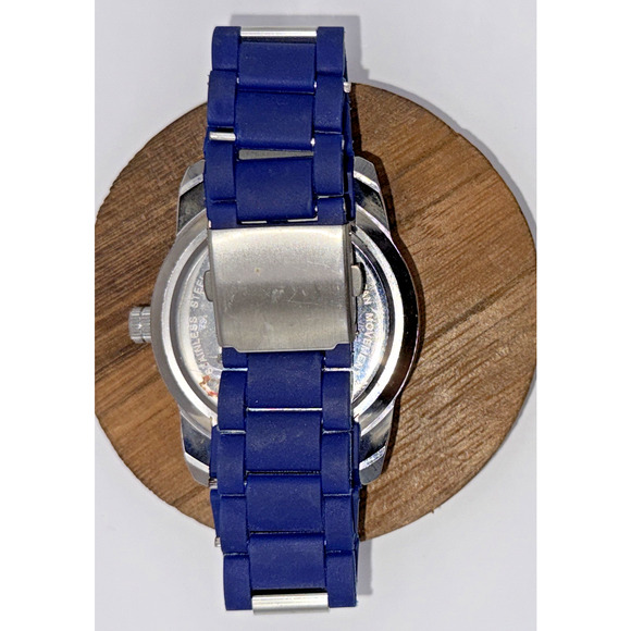 Mens U.S. Polo Assn. 50mm Blue Silver Watch Date Rotatable Bezel Silicone Strap - Picture 2 of 6